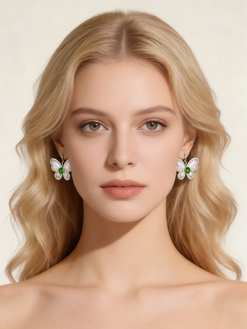 PT950 Platinum Diopside Earrings