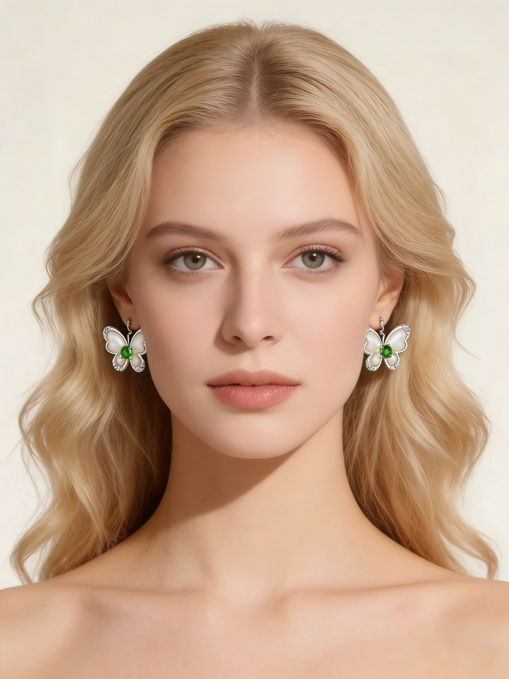 PT950 Platinum Diopside Earrings