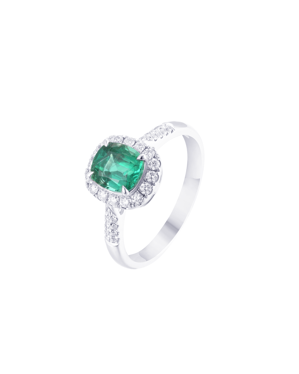 18K White Gold Emerald Diamond Ring