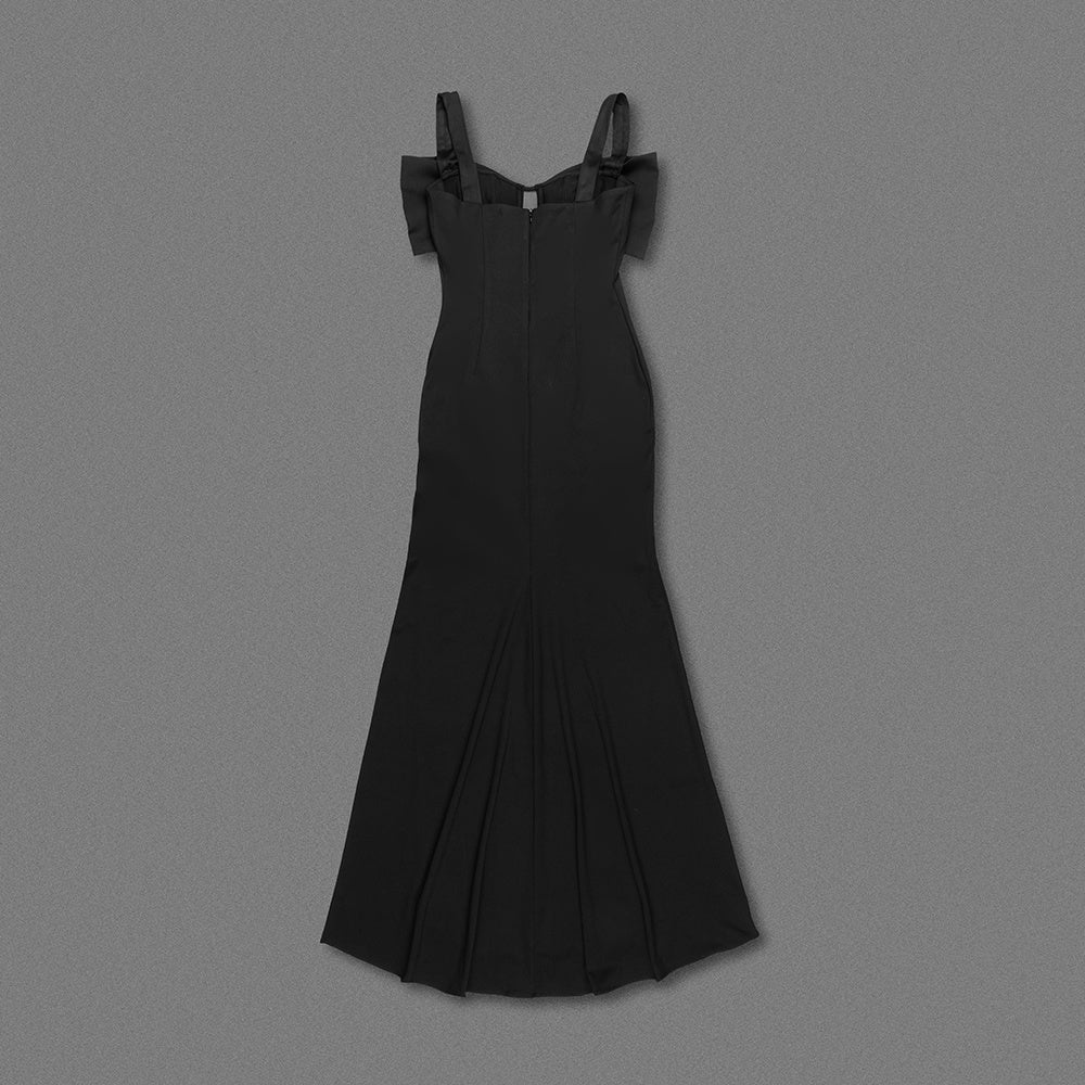 Black Cutout Bow-Accent Gown
