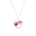 PT950 Platinum Enamel White Mother-of-Pearl Zircon Pendant Necklace "A kiss seals the deal" Series – S-DAA34687