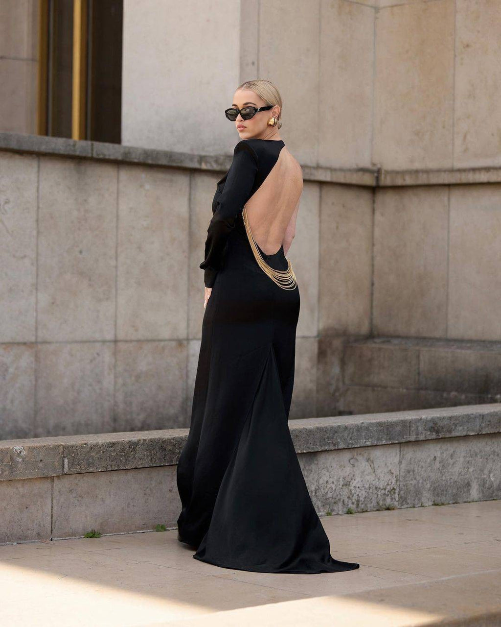 Black One-Shoulder Midi Gown