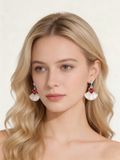 PT950 Platinum Garnet Zircon Earrings