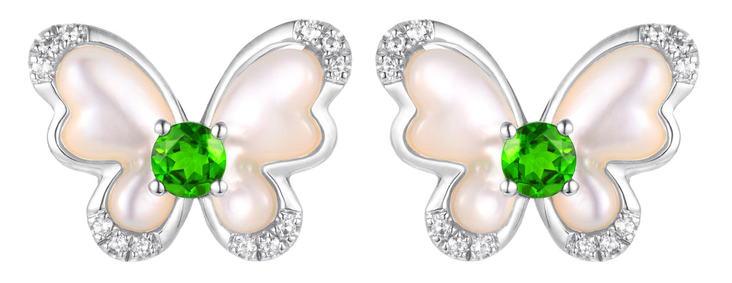 PT950 Platinum Diopside Earrings