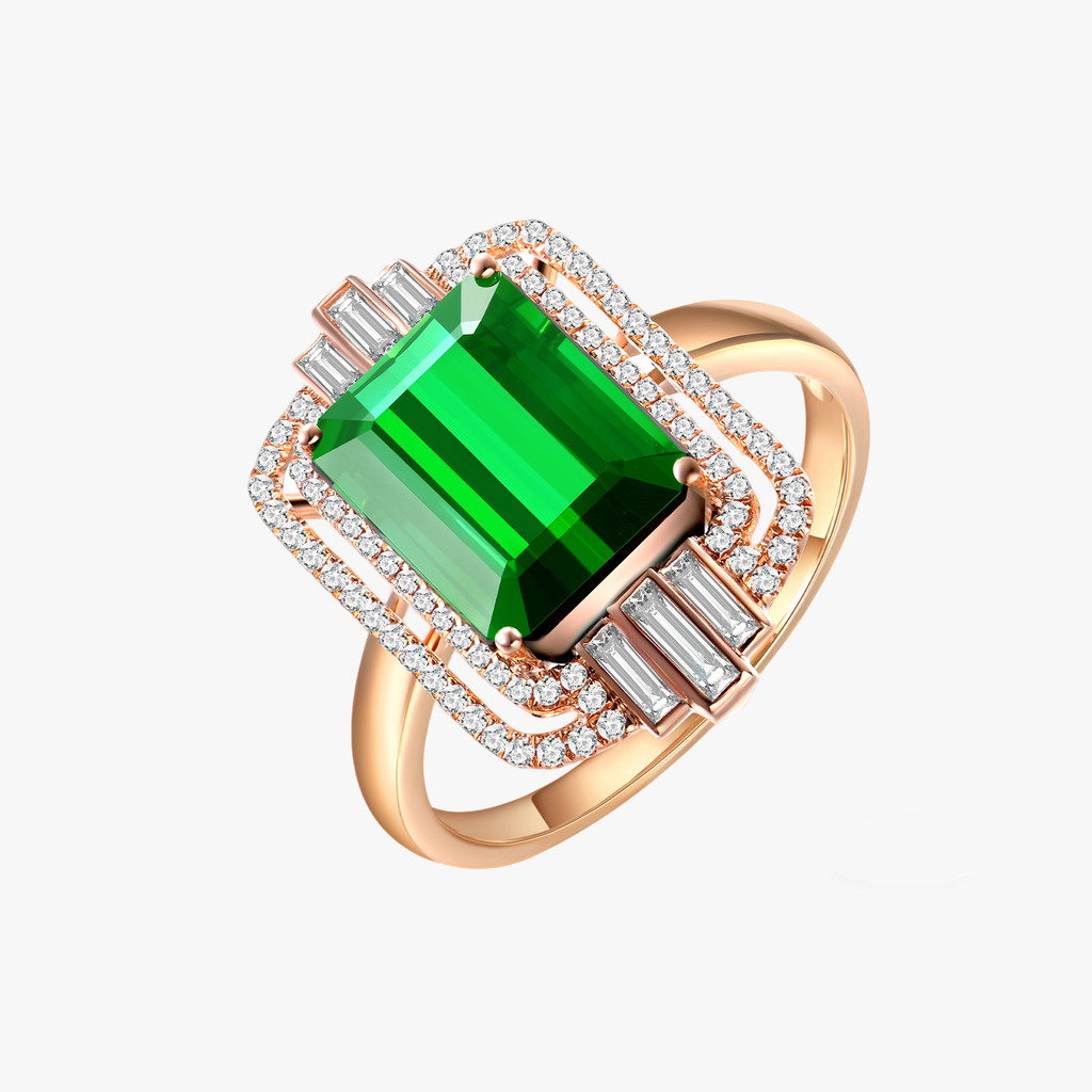18K Rose Gold Tourmaline Diamond Ring