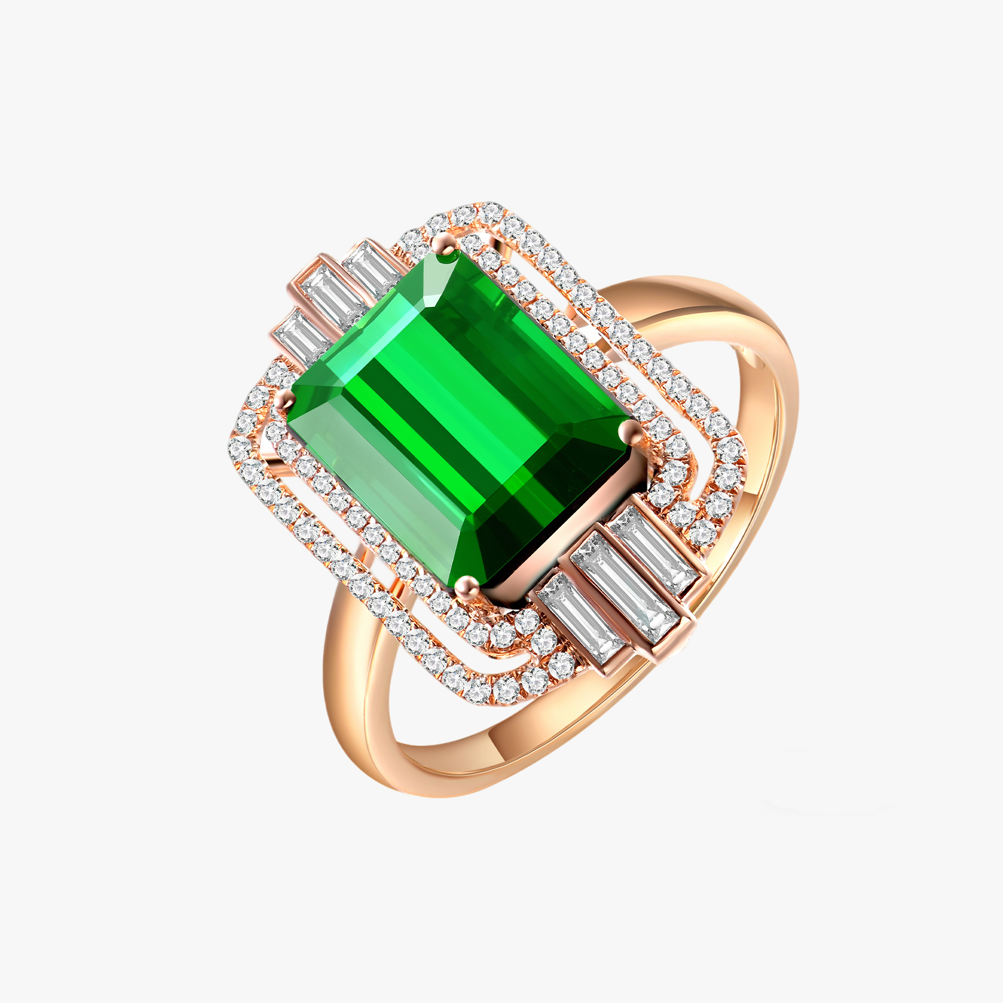 18K Rose Gold Tourmaline Diamond Ring