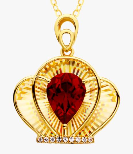 18K Yellow Gold Garnet Pendant Necklace