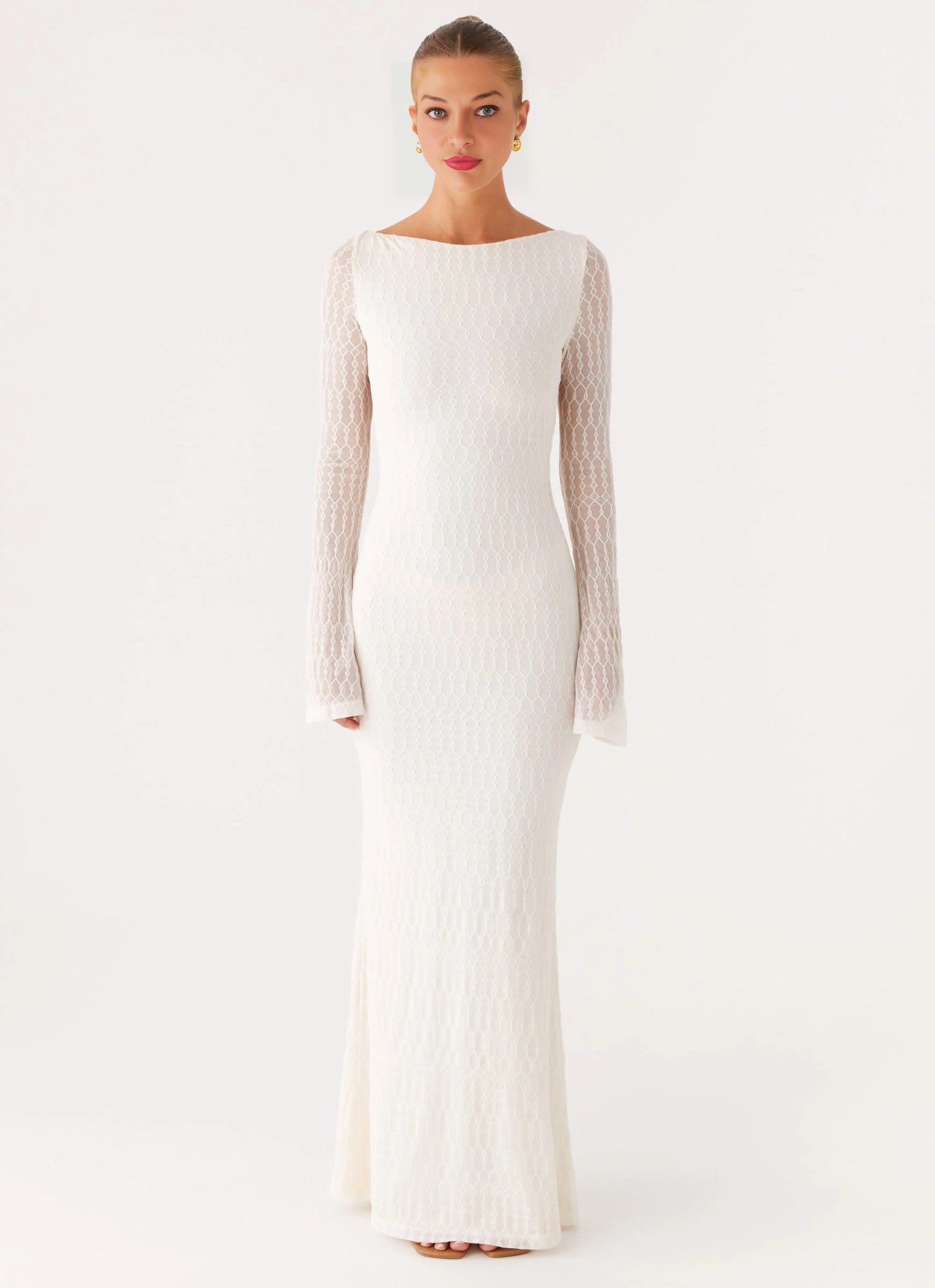 Exclusive - Ethereal Long Sleeve Maxi Dress - Ivory