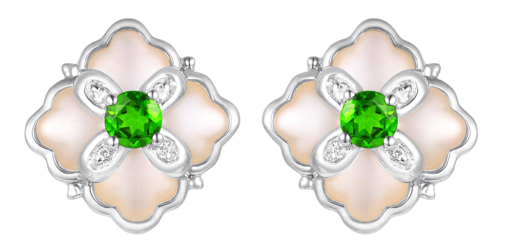 PT950 Platinum Diopside Earrings