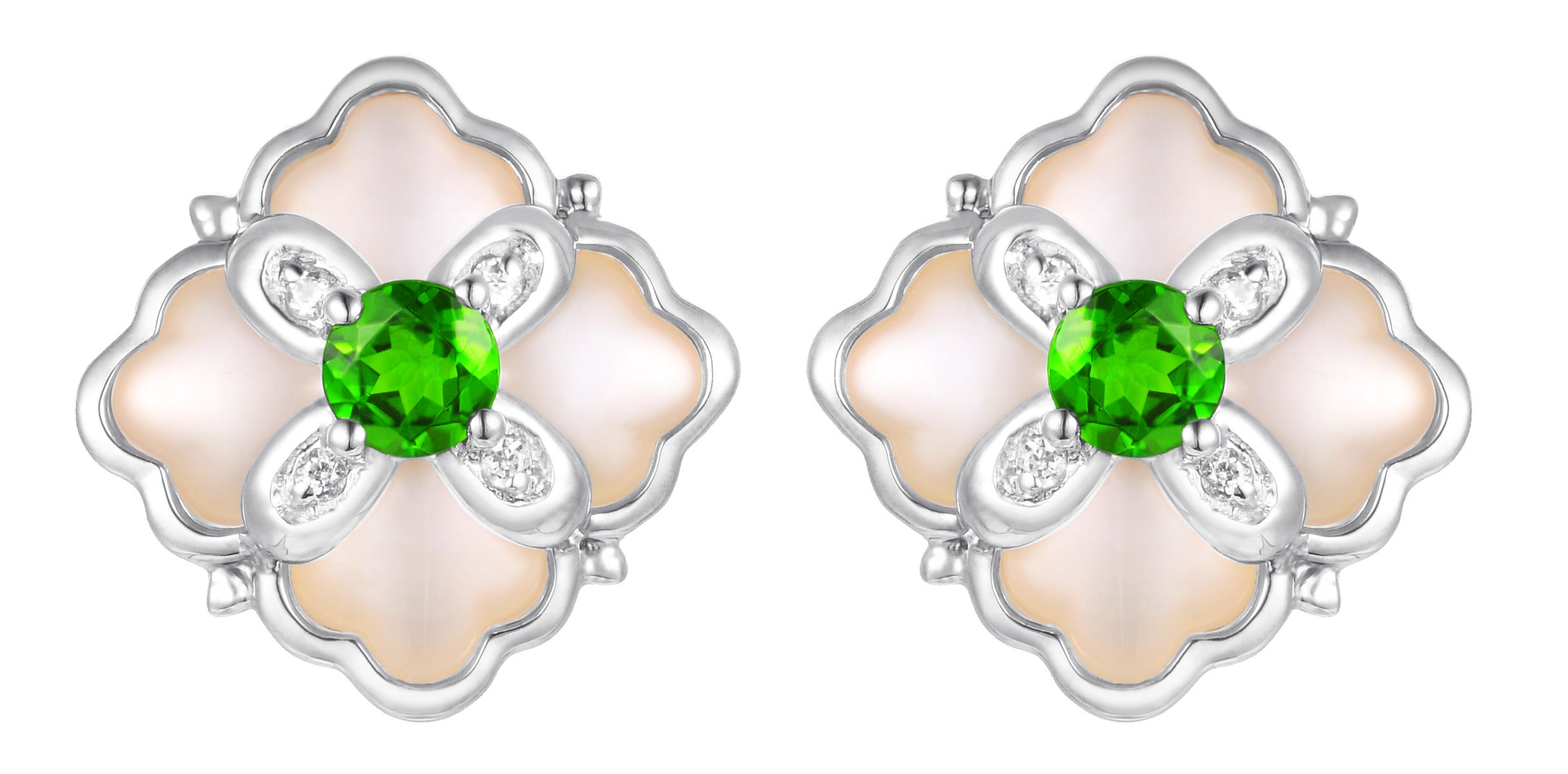 PT950 Platinum Diopside Earrings