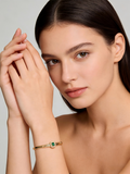18K Gold Emerald Diamond Bracelet