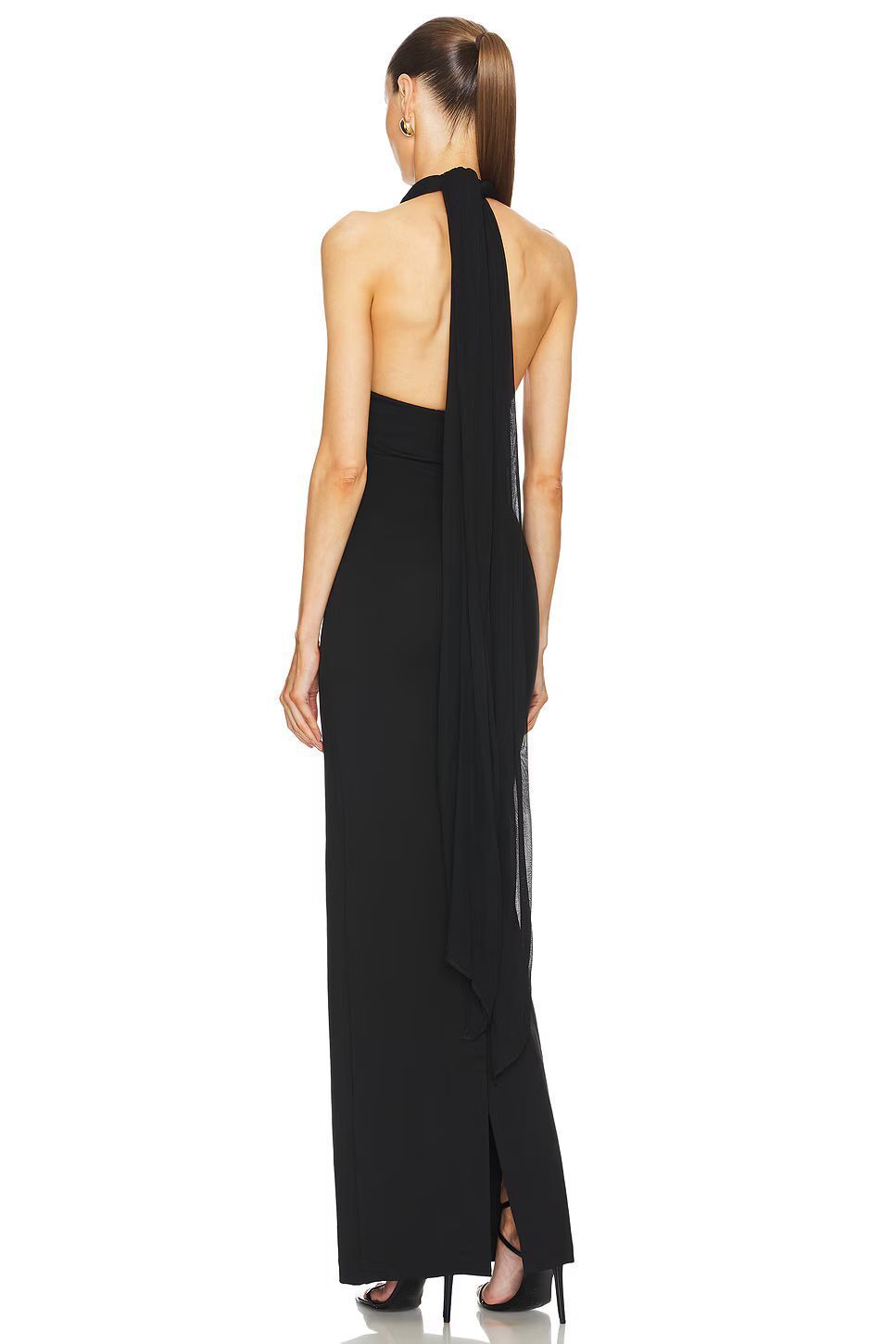 Halter Sheer-Overlay Gown
