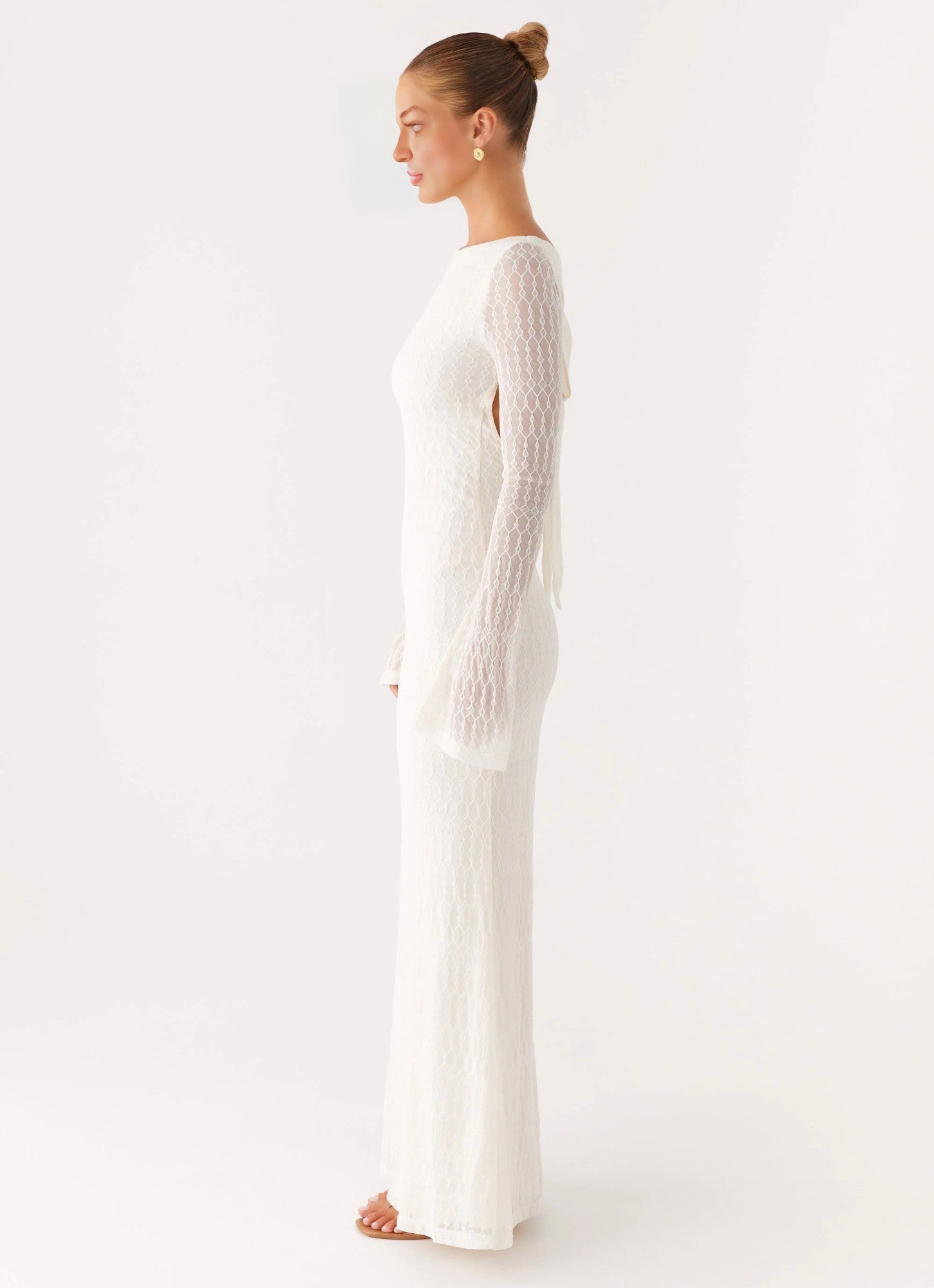 Exclusive - Ethereal Long Sleeve Maxi Dress - Ivory