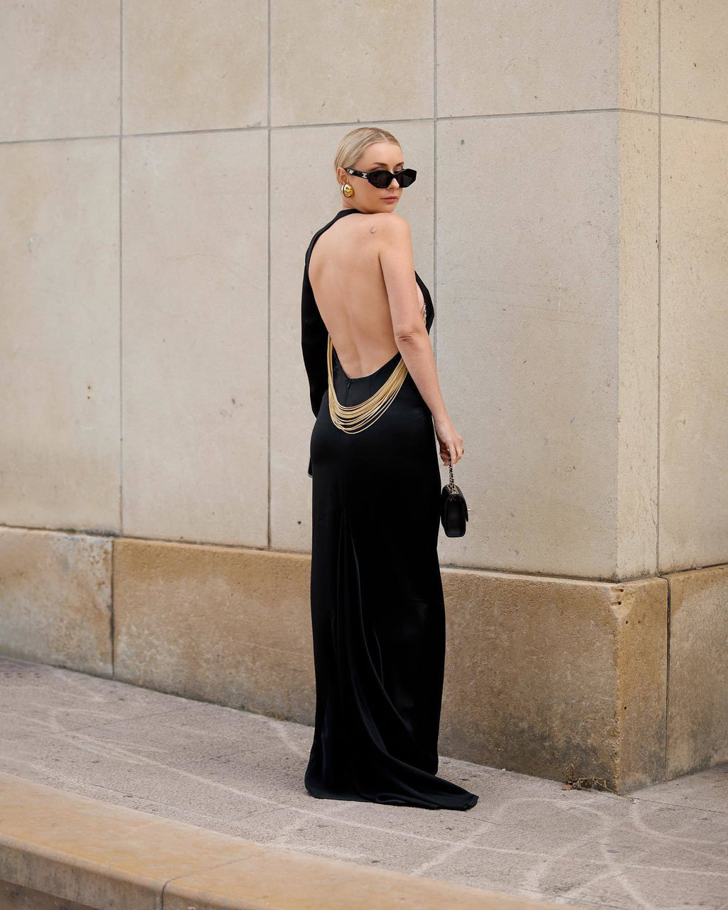 Black One-Shoulder Midi Gown