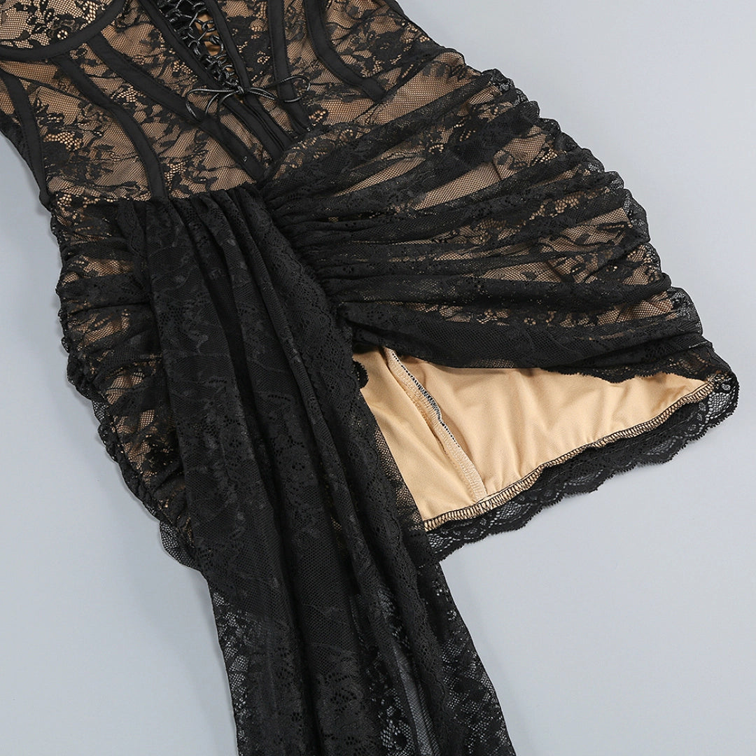 Champagne Sequin Mermaid Evening Gown with Open Back