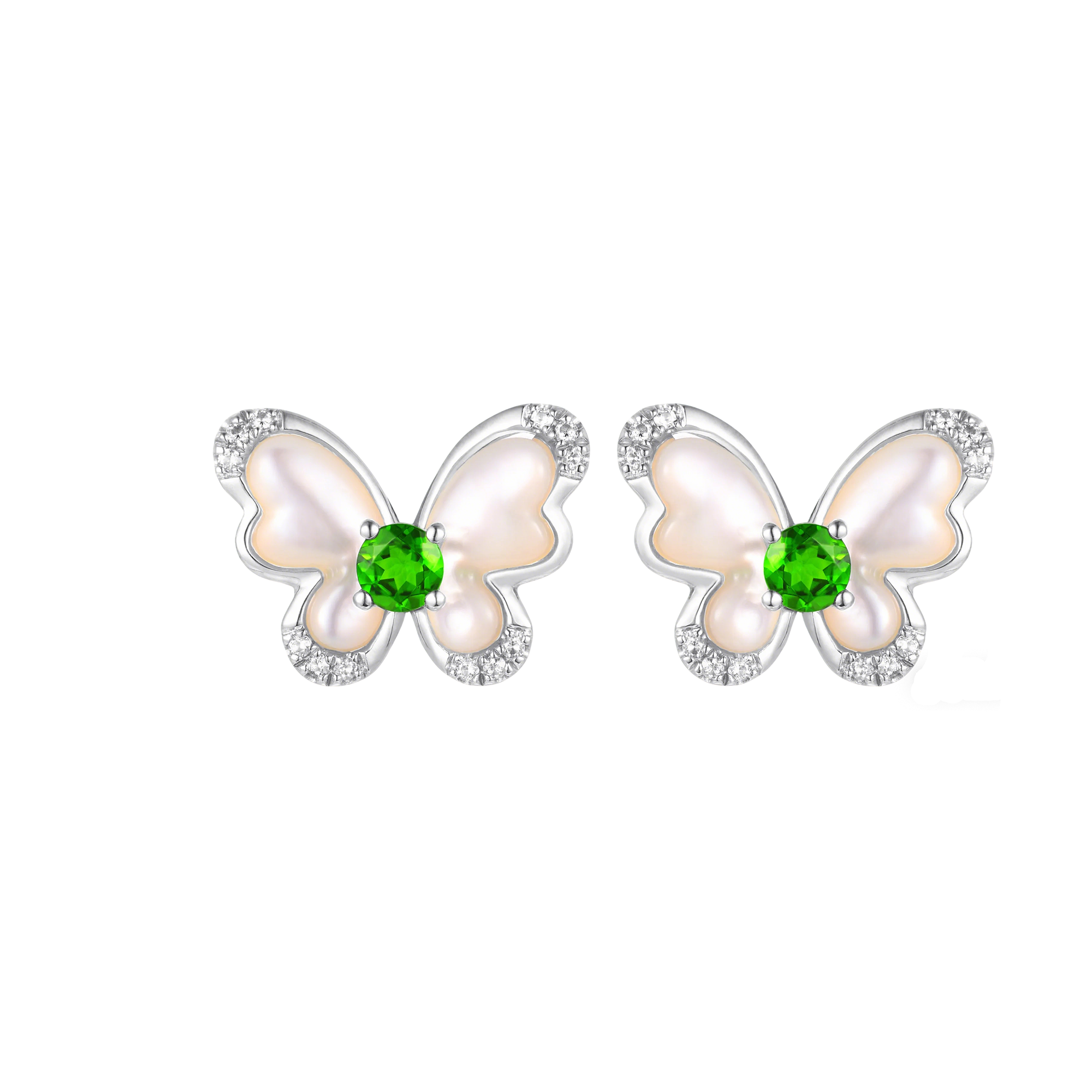 PT950 Platinum Diopside Earrings