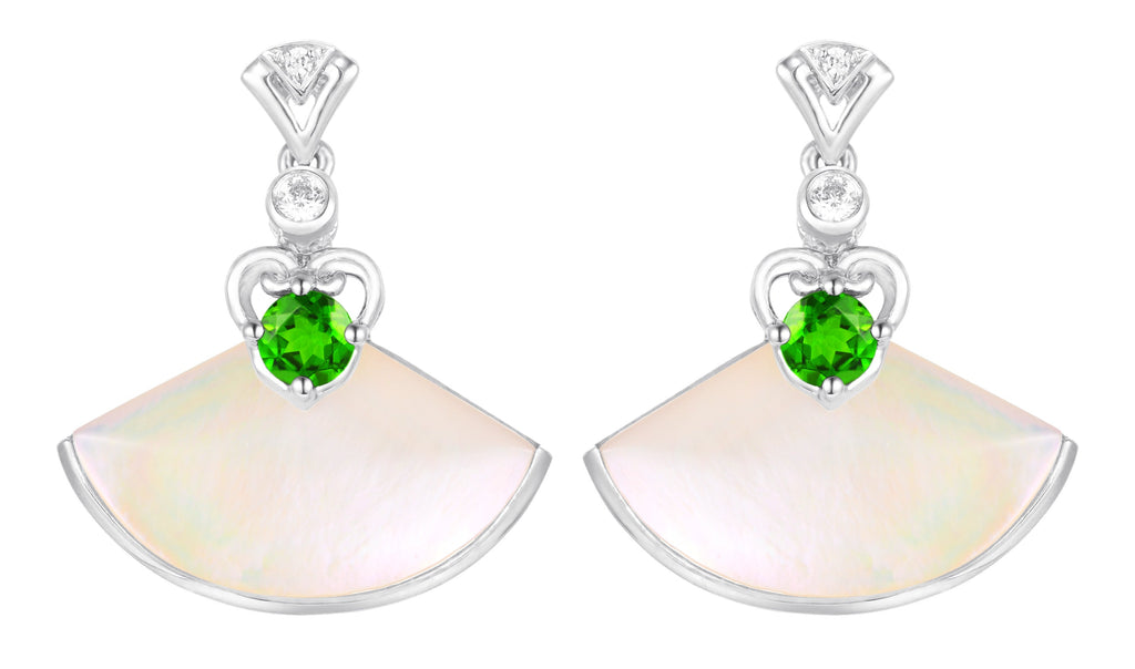 PT950 Platinum Diopside Earrings