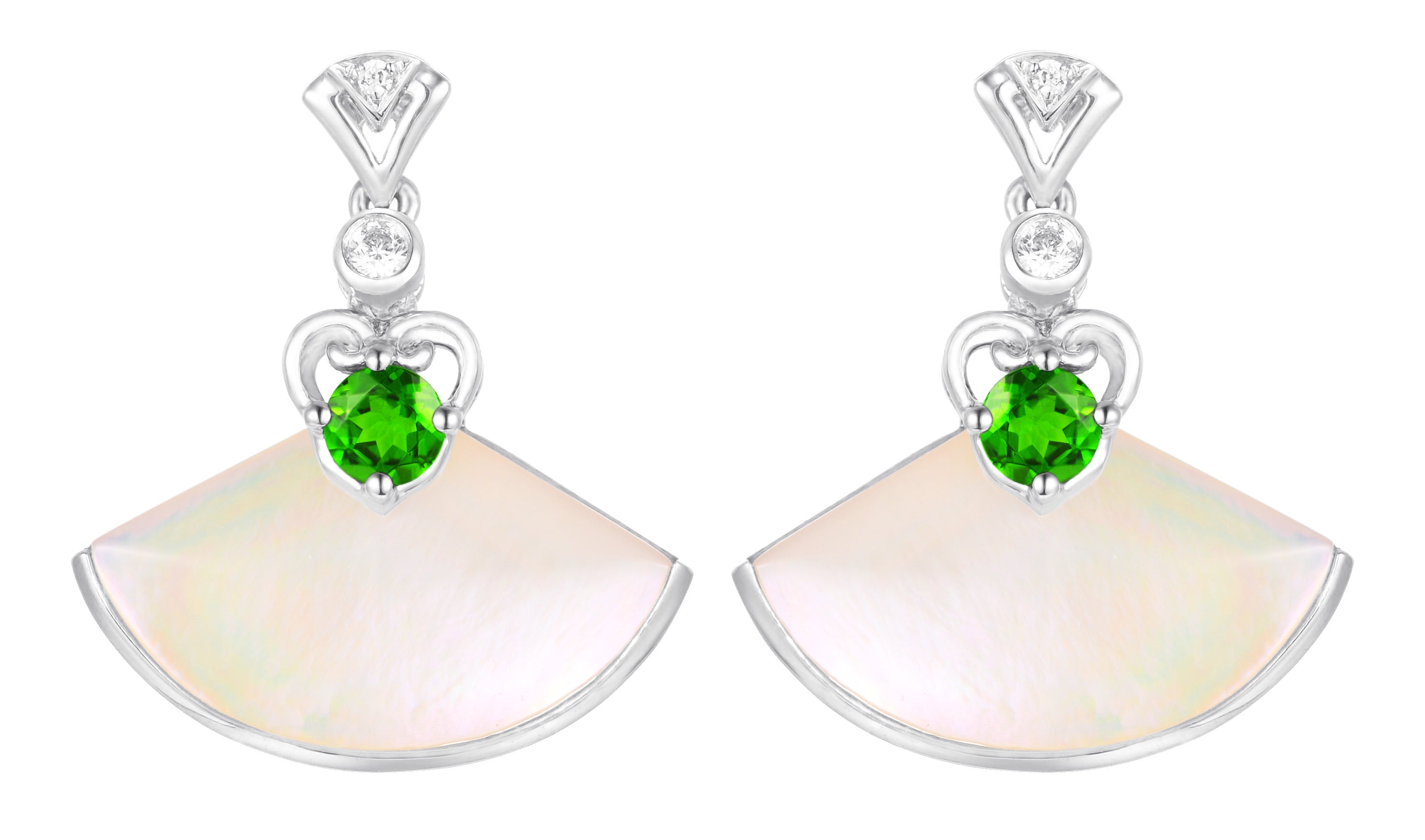 PT950 Platinum Diopside Earrings