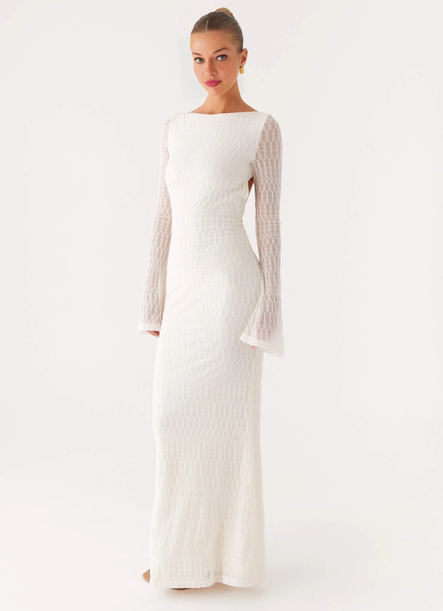 Exclusive - Ethereal Long Sleeve Maxi Dress - Ivory