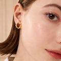 18K Yellow Gold Garnet Zircon Earrings