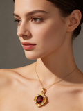 18K Yellow Gold Garnet & Zircon Pendant Necklace