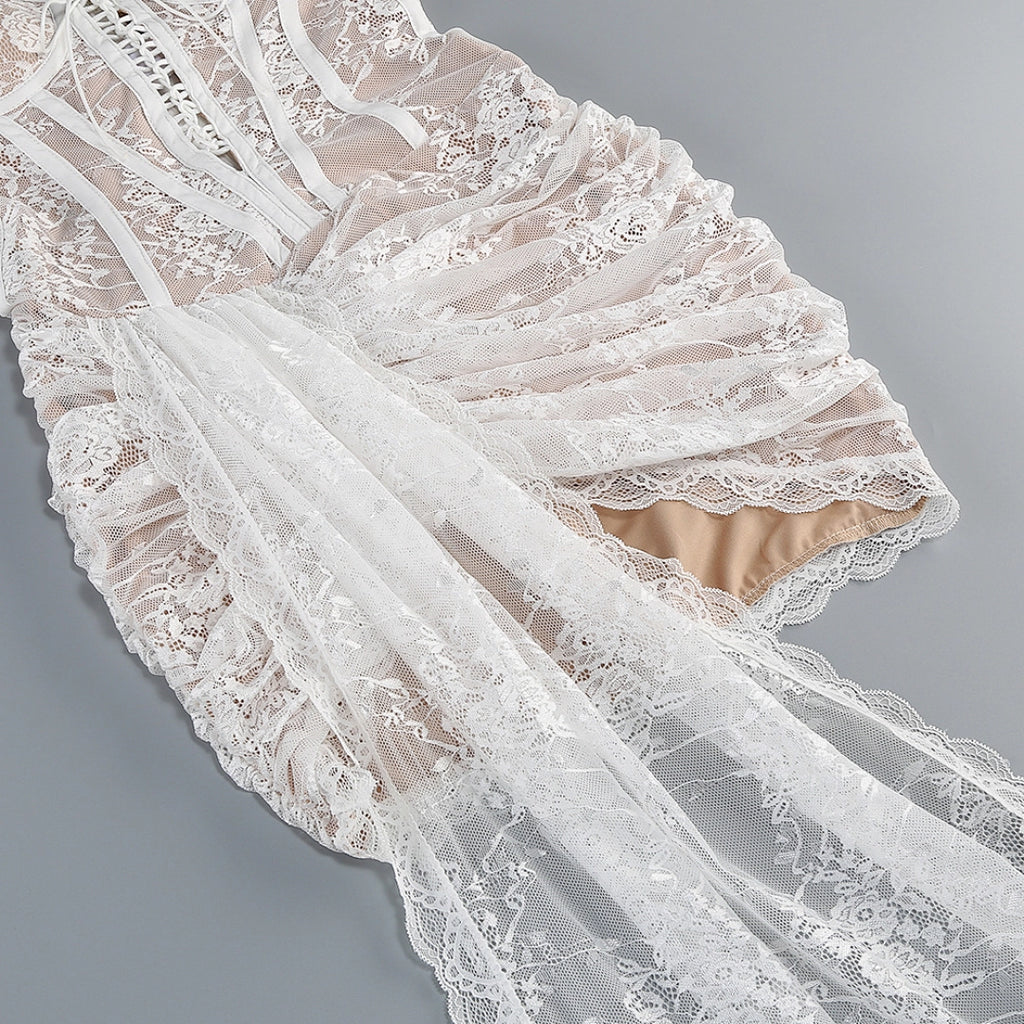 Champagne Sequin Mermaid Evening Gown with Open Back