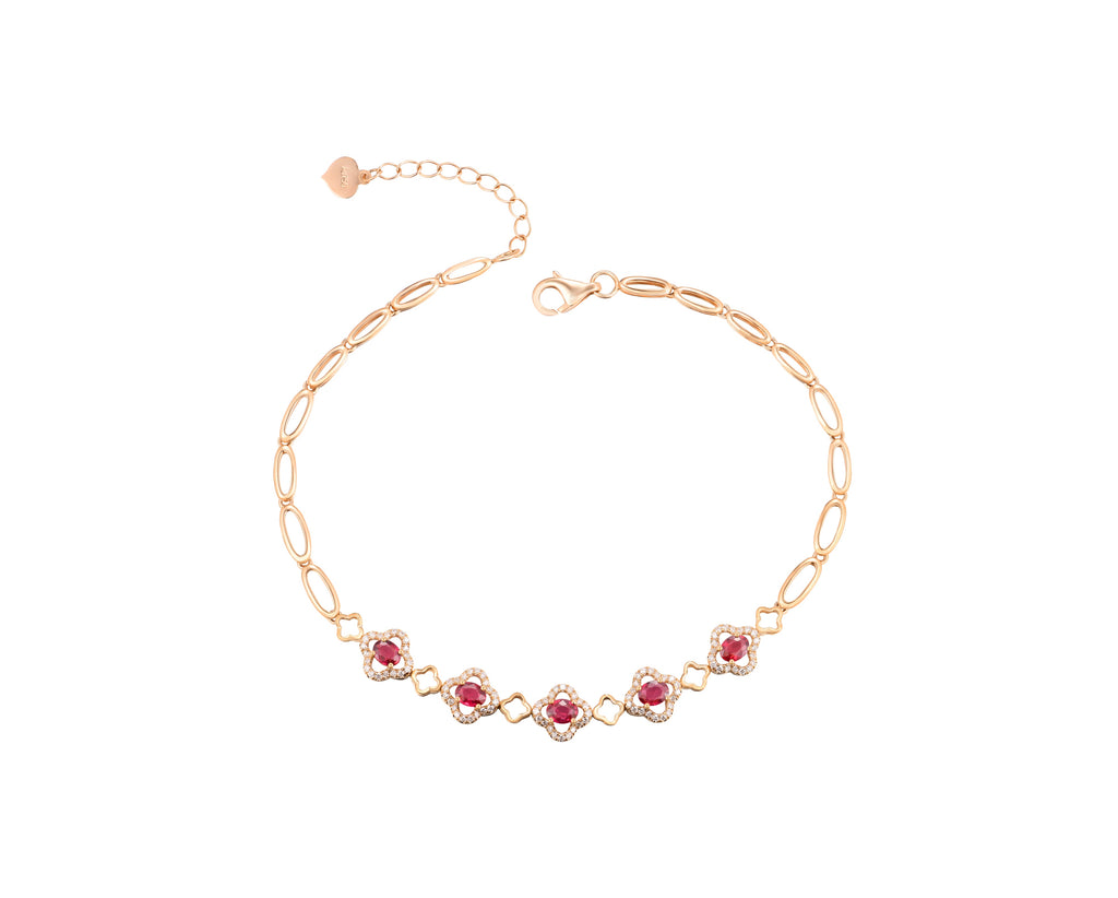 18K Rose Gold Ruby Diamond Bracelet