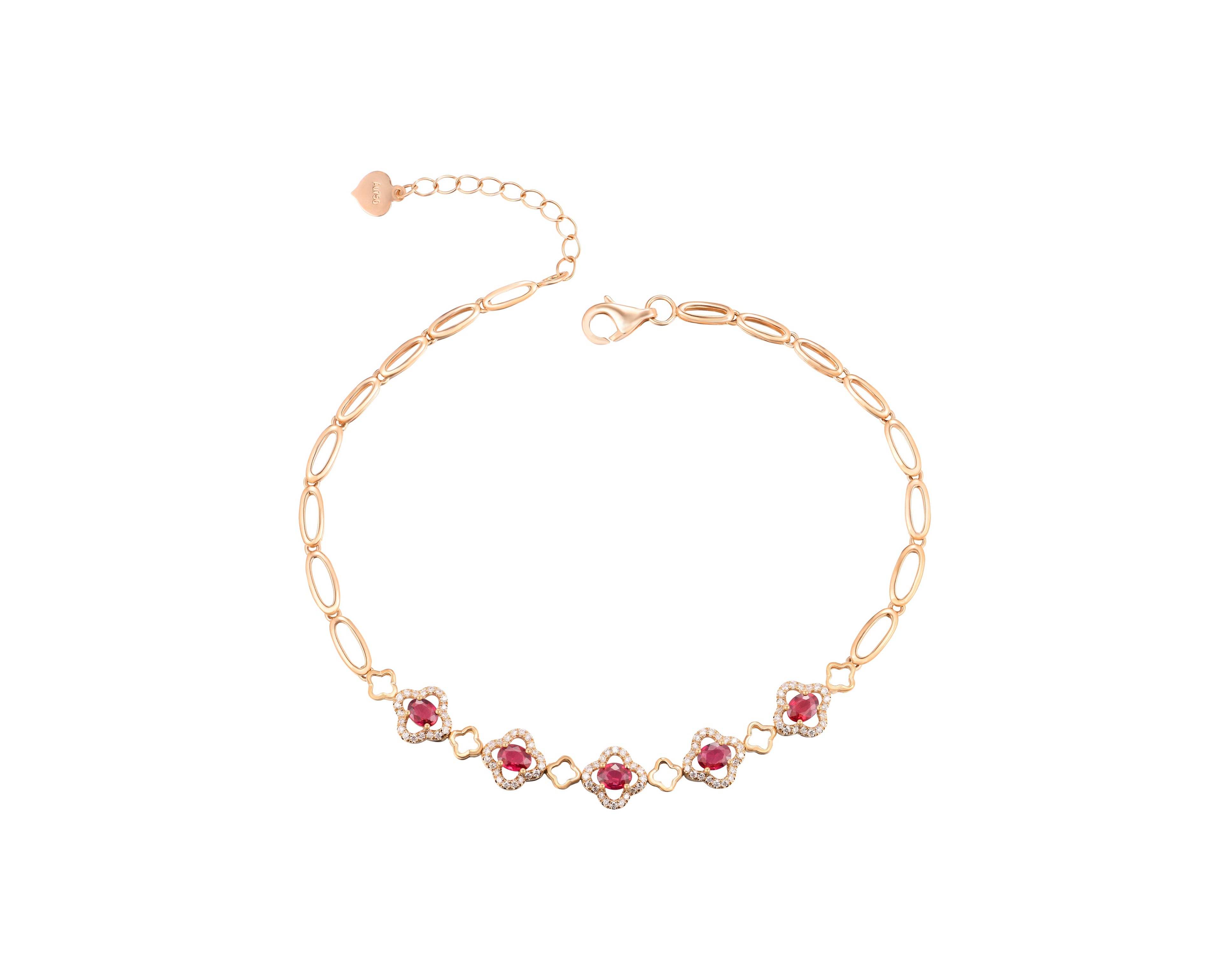 18K Rose Gold Ruby Diamond Bracelet