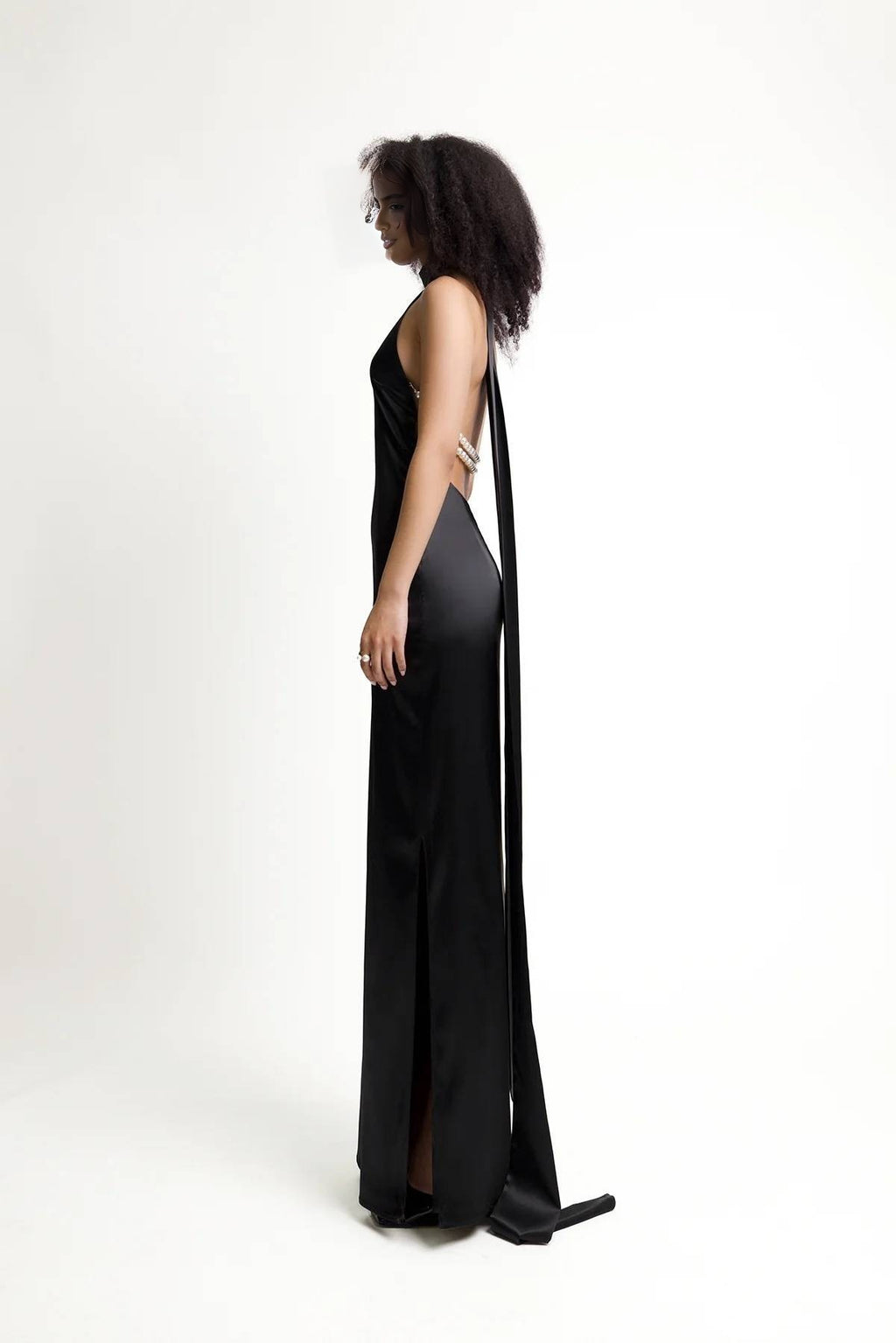 Satin Halter Column Gown