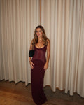 Burgundy Sheer Panel Cami Gown
