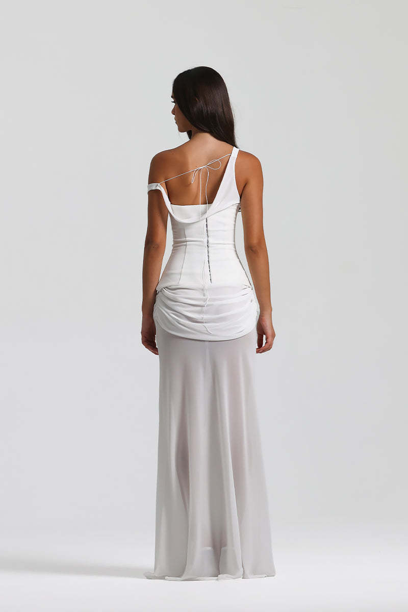 SS 2026 One-Shoulder Ruched Maxi Gown