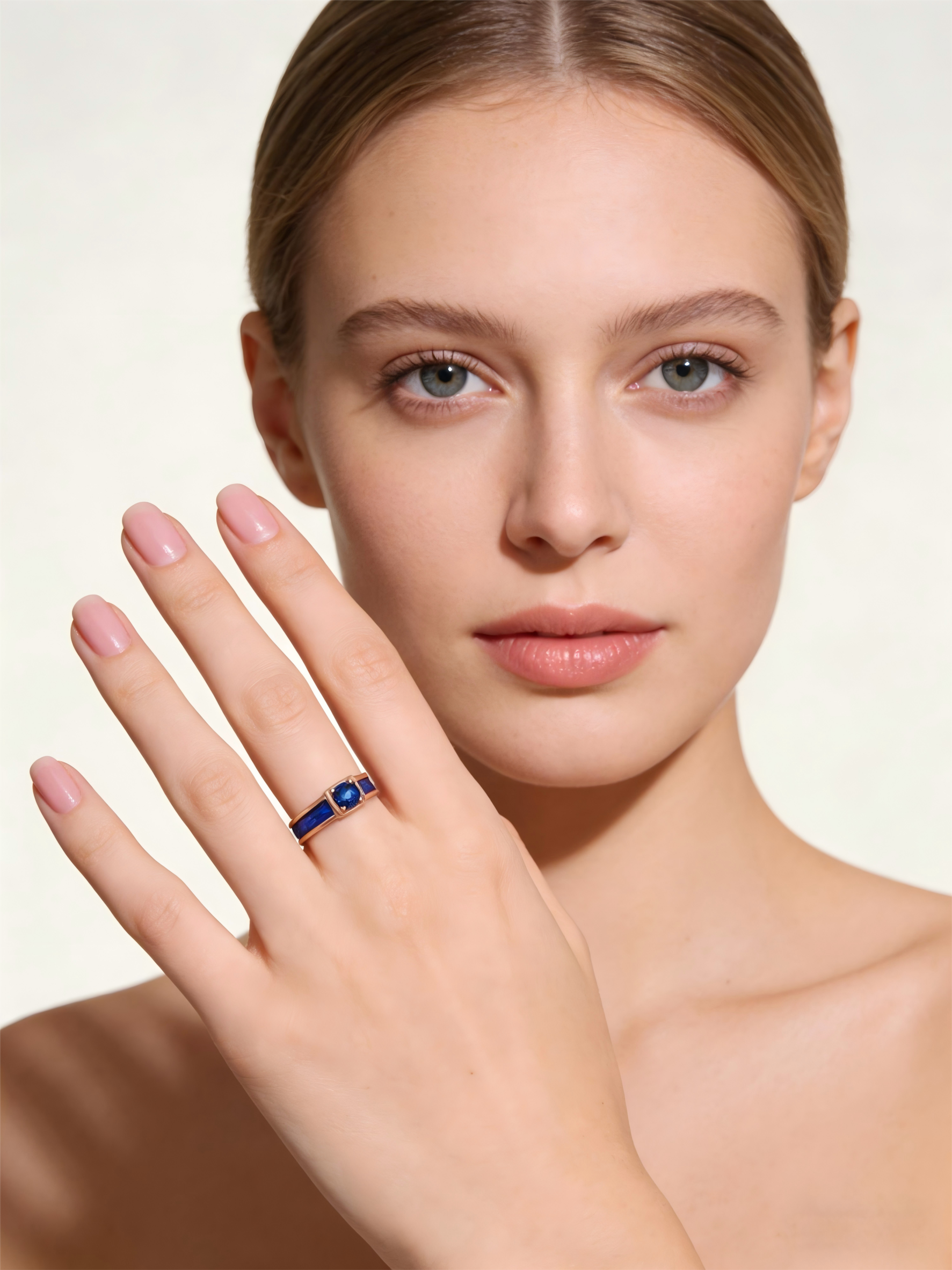 18K Rose Gold Sapphire and Enamel Couple Rings | A Pledge of True Love