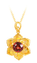 18K Yellow Gold Garnet Pendant Necklace