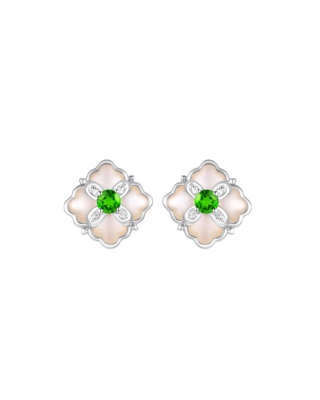 PT950 Platinum Diopside Earrings