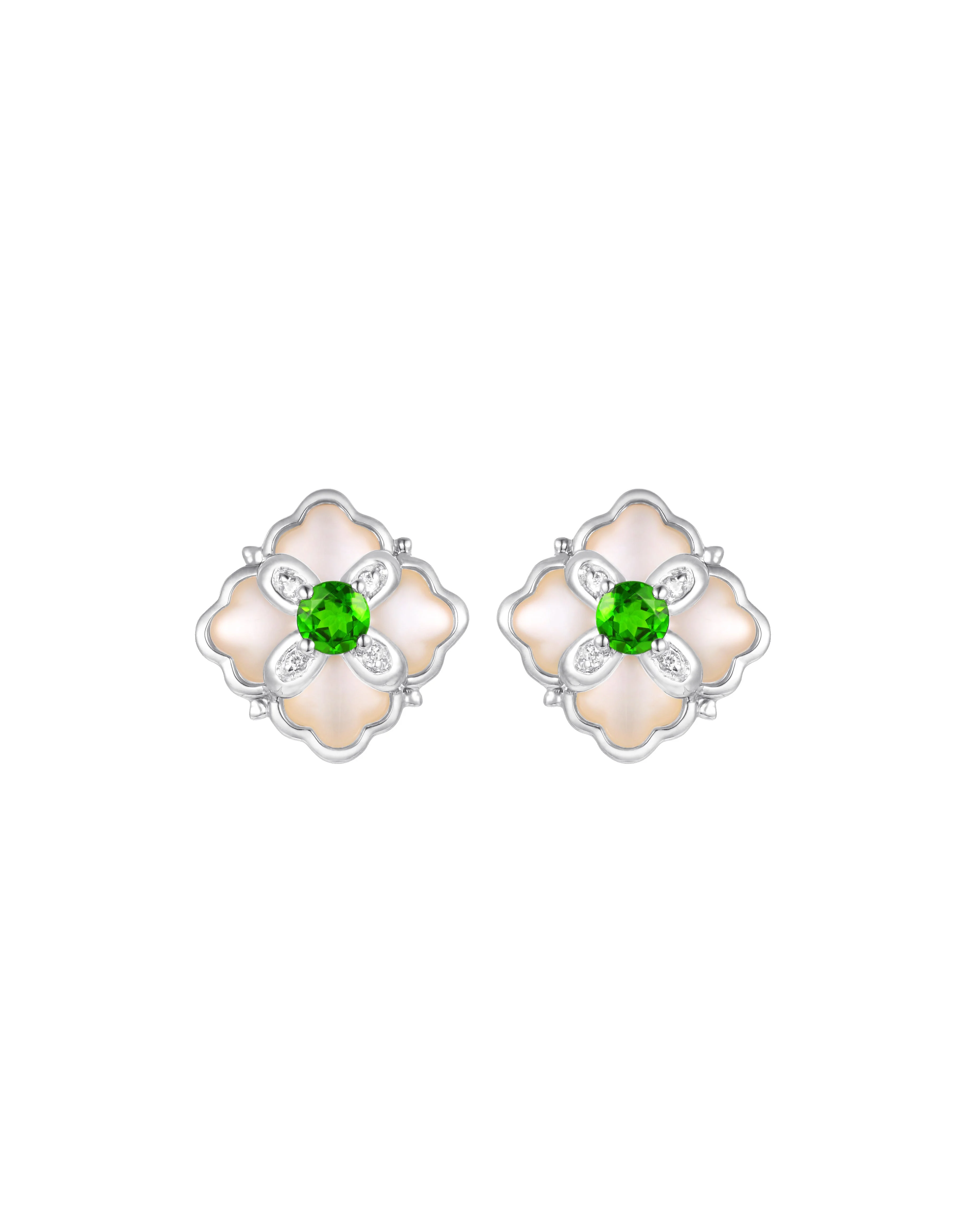 PT950 Platinum Diopside Earrings