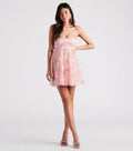 Floral print loose-fitting babydoll dress, a sweet party dress.