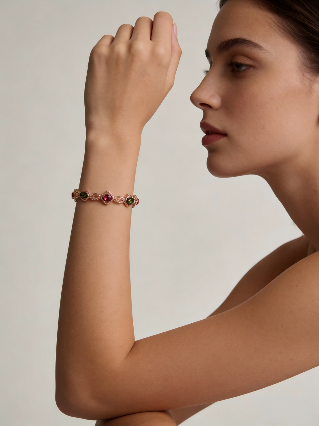 18K Rose Gold Tourmaline Diamond Bracelet