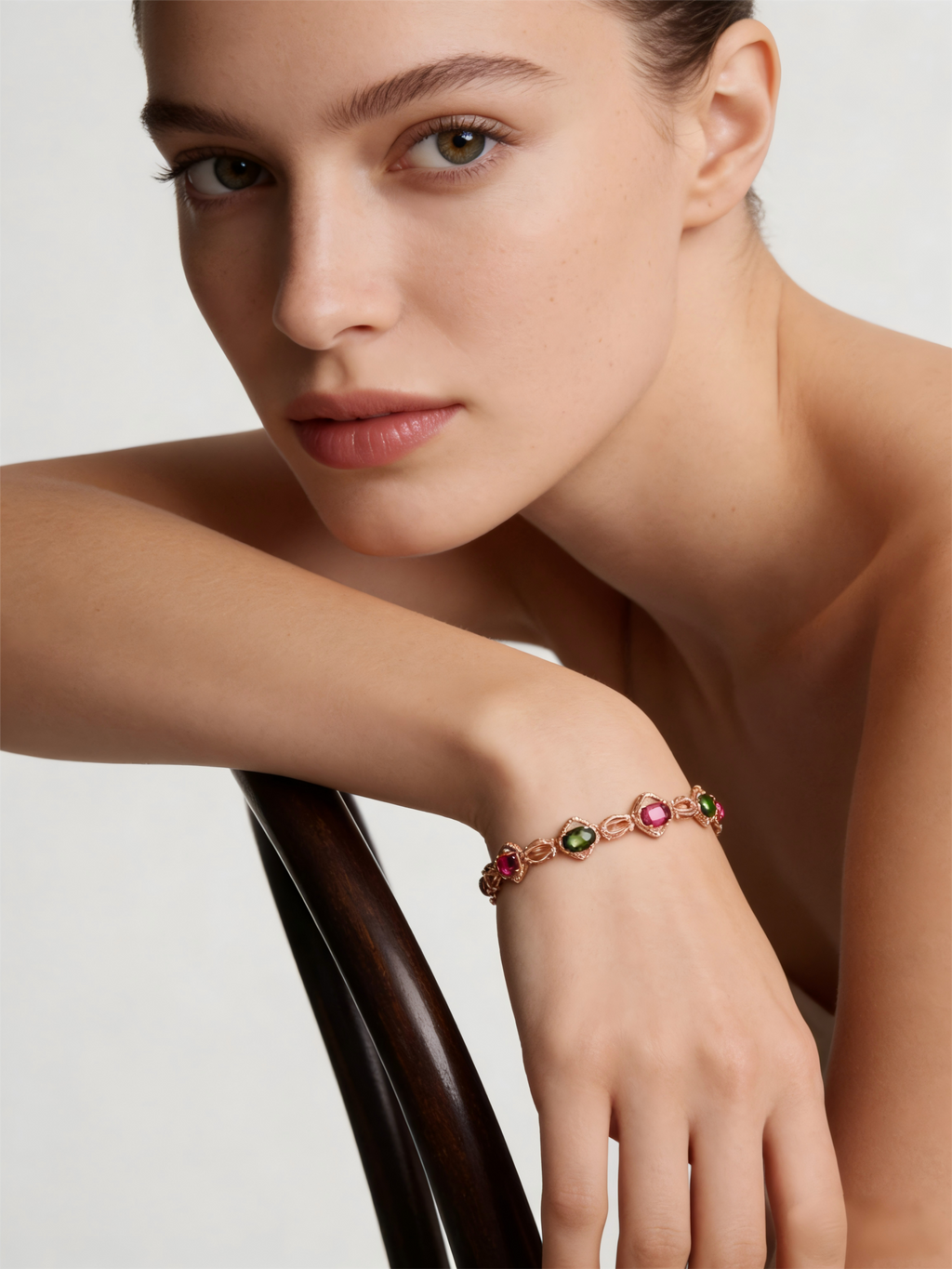18K Rose Gold Tourmaline Diamond Bracelet
