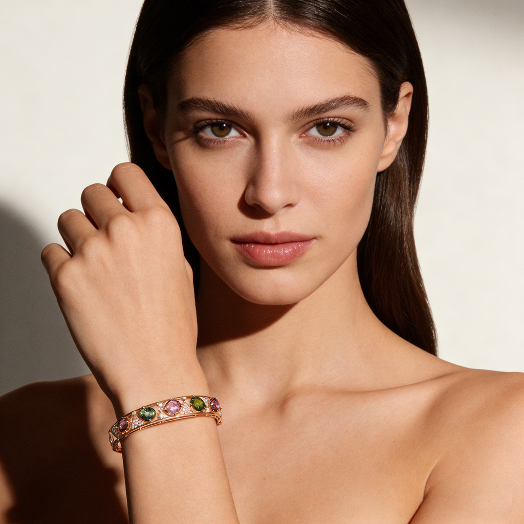 18K Rose Gold Tourmaline Diamond Bracelet