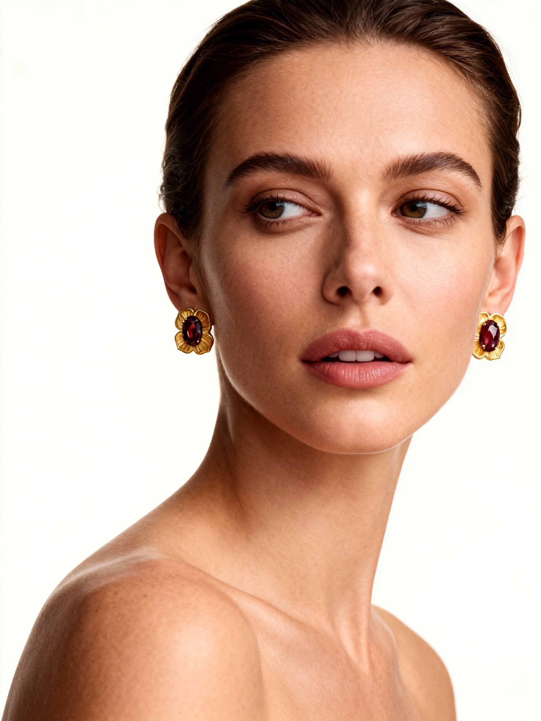 18K Yellow Gold Garnet Drop Earrings