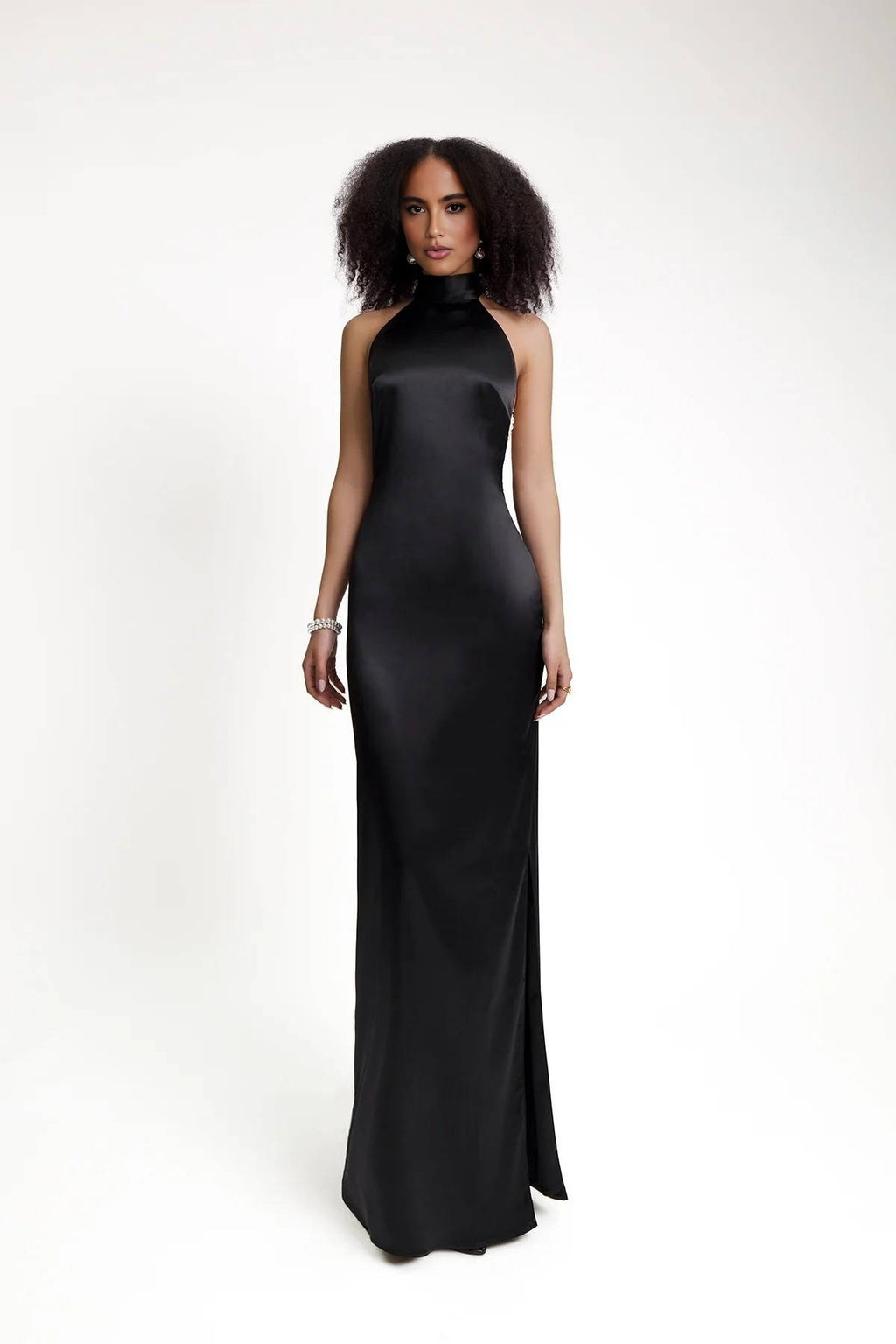 Satin Halter Column Gown