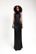 Satin Halter Column Gown
