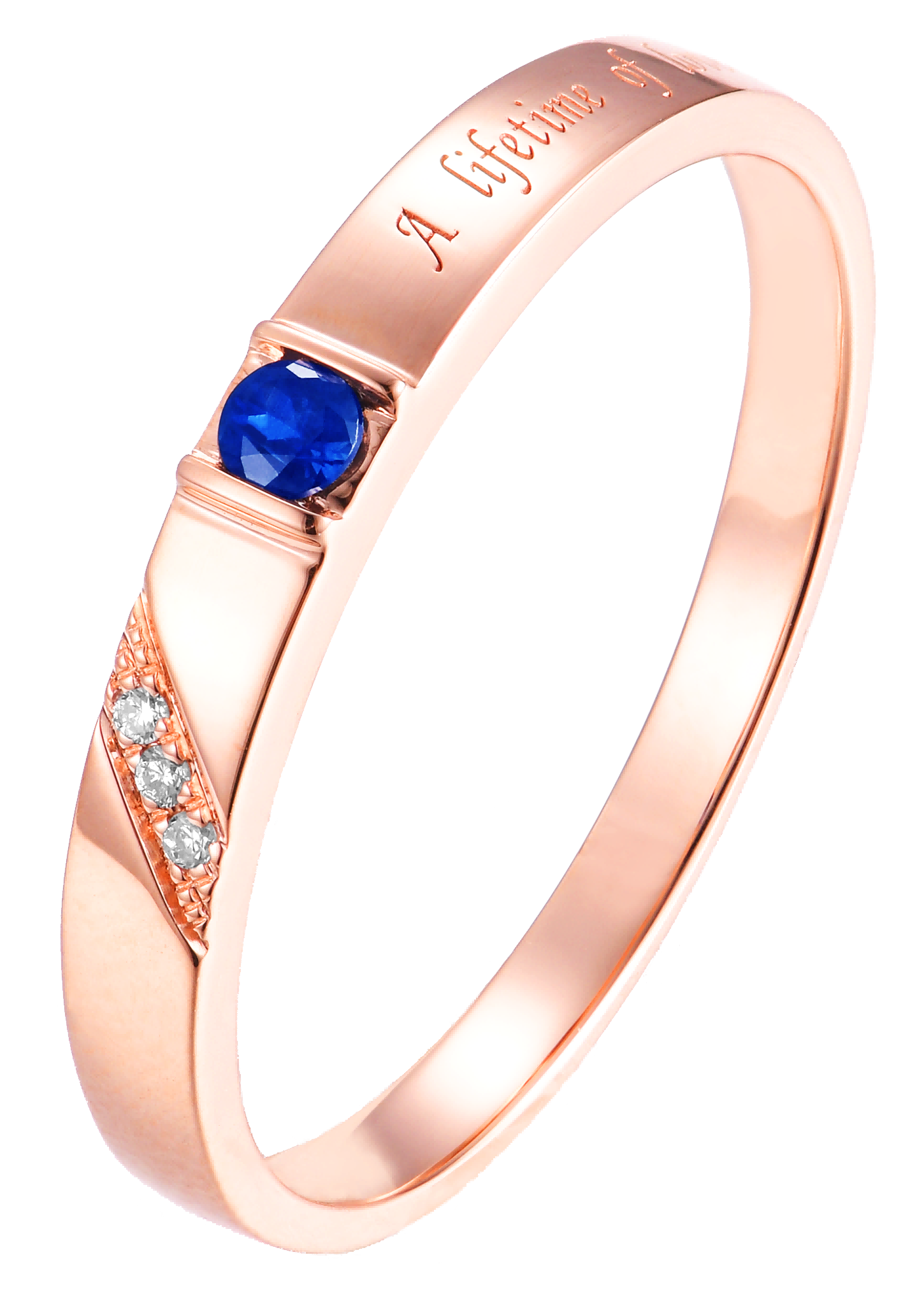 A lifetime commitment couple's ring | Rose gold × Sapphire