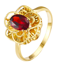 "Plum Bossom" Collection 18K Yellow Gold Garnet Peony Women's Ring