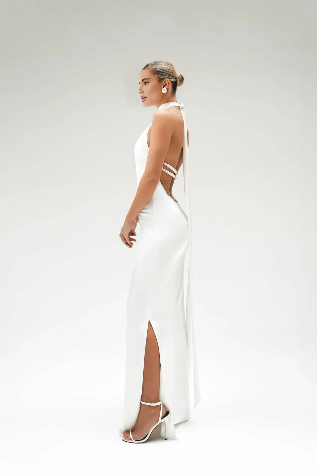 Satin Halter Column Gown