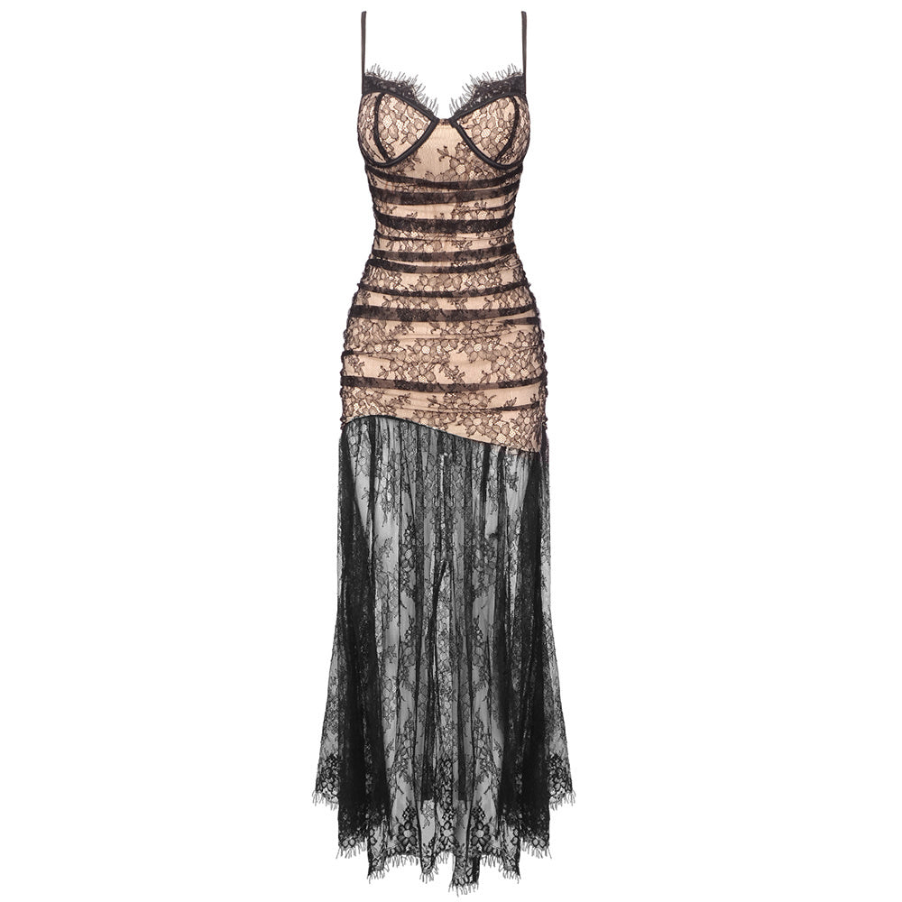 Two-Tone Lace Cami Gown