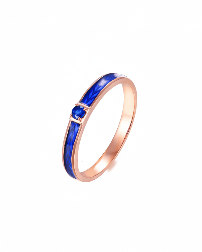 18K Rose Gold Sapphire and Enamel Couple Rings | A Pledge of True Love