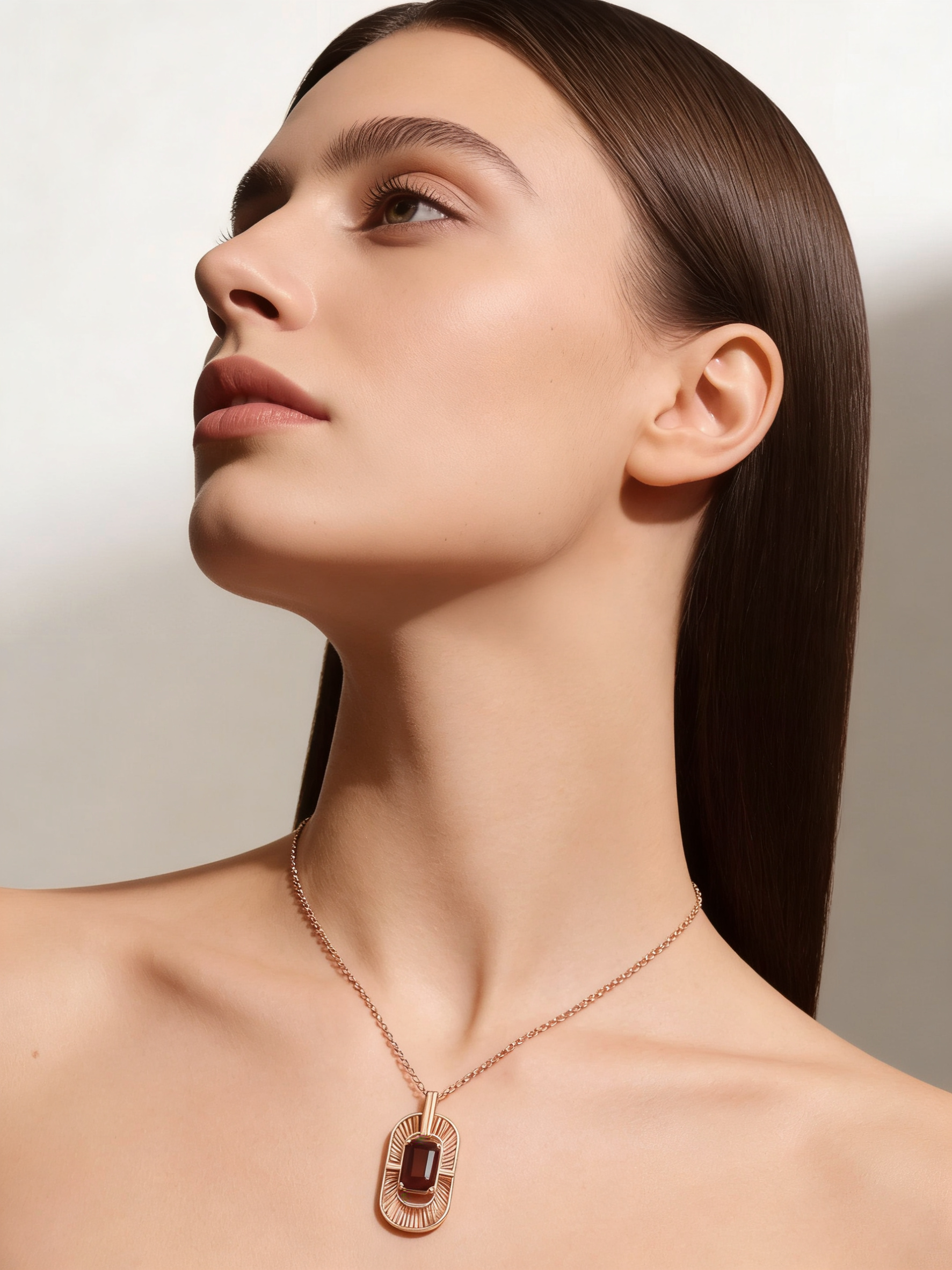 18K Rose Gold Garnet Pendant Necklace