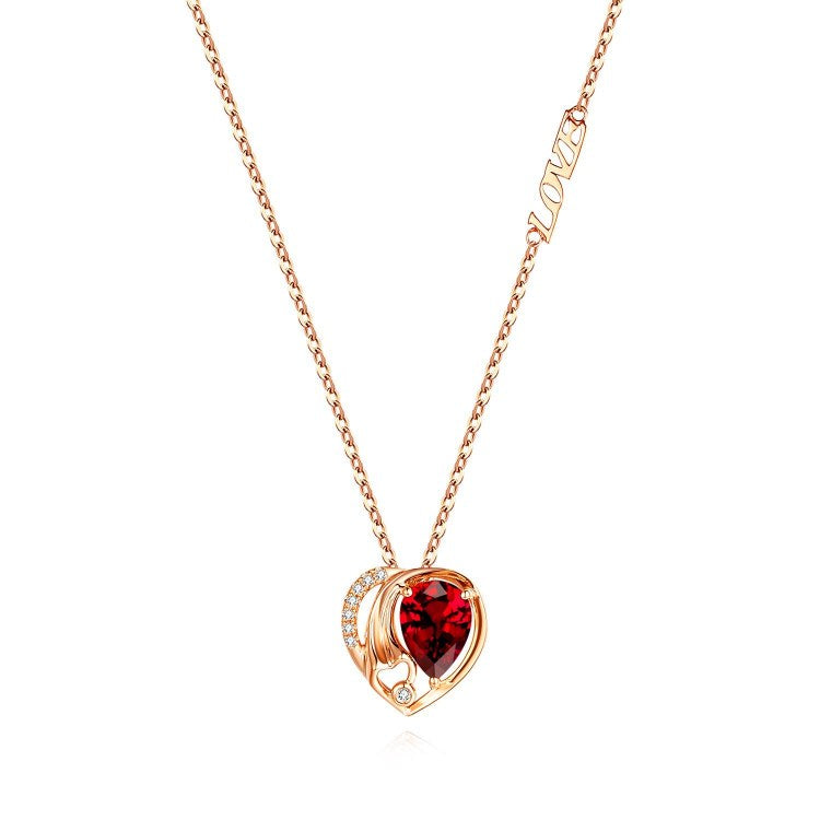"A Lifetime with You" 18K Red Garnet Necklace Set