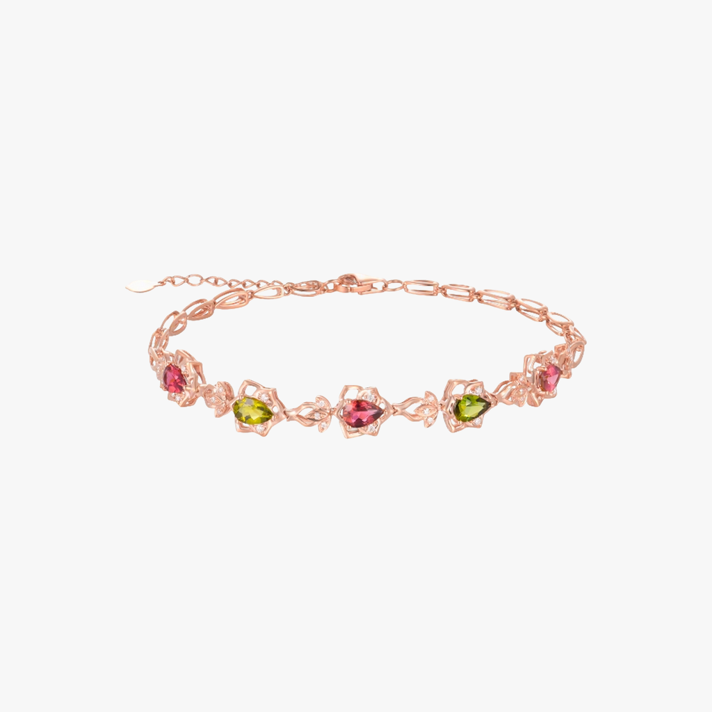 18K Rose Gold Tourmaline Diamond Bracelet